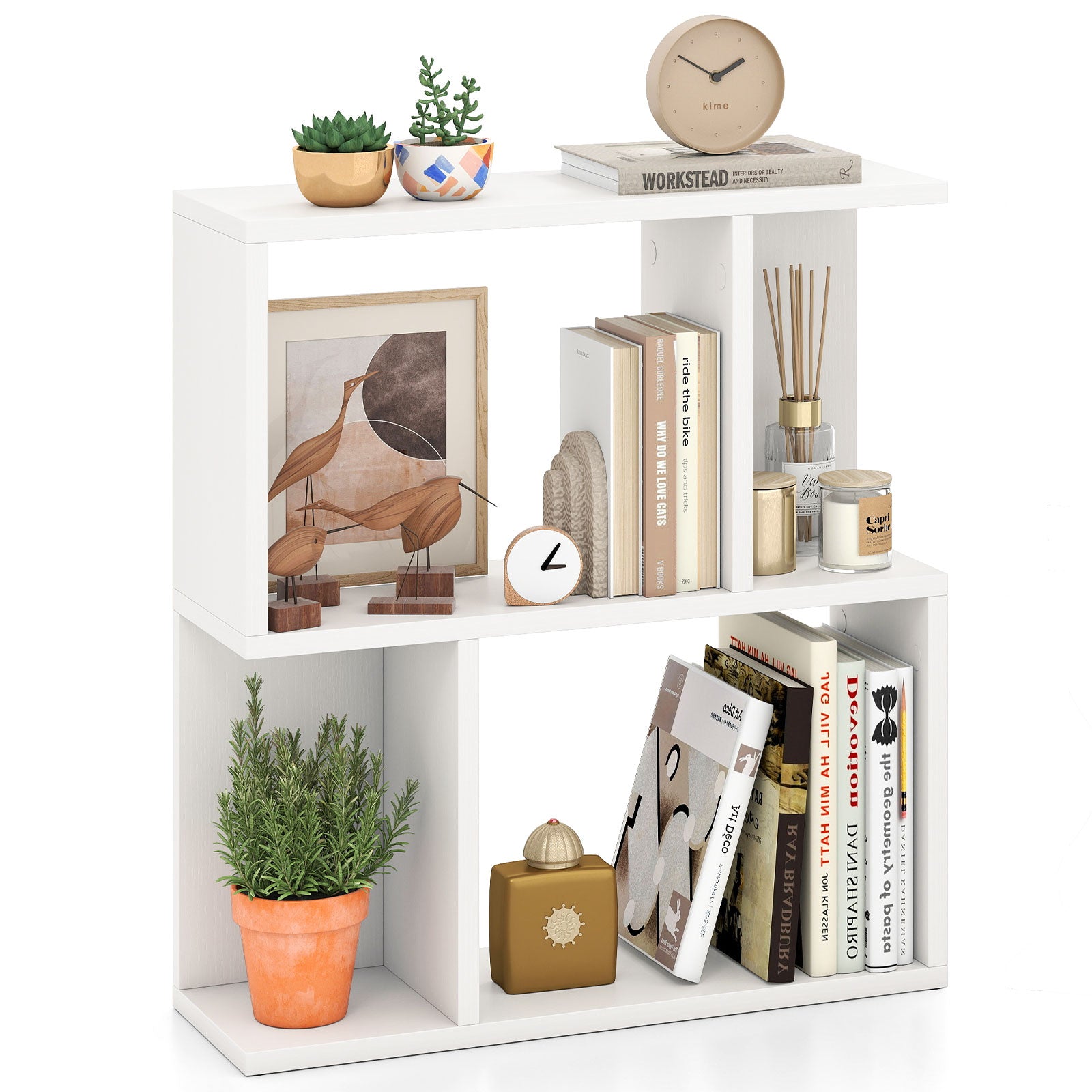 3-Tier Bookshelf with Display Shelf for Small Space, White Bookcases at Gallery Canada