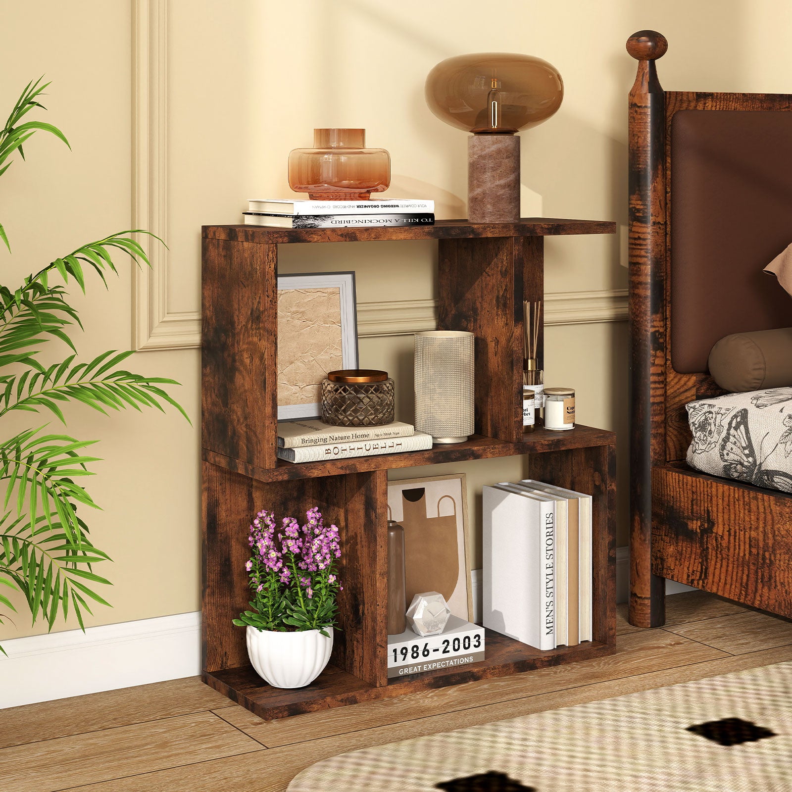 3-Tier Bookshelf with Display Shelf for Small Space, Brown Bookcases at Gallery Canada