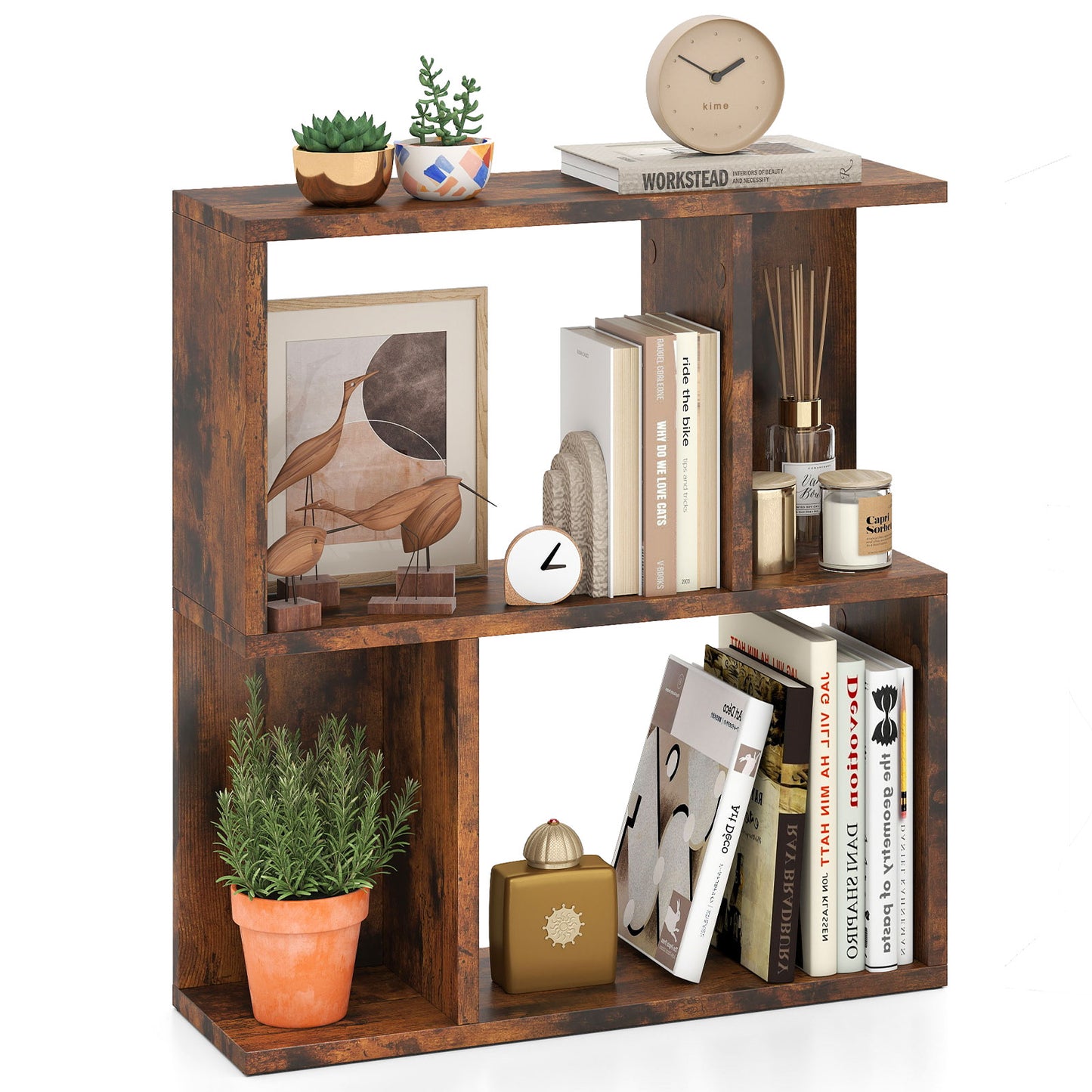 3-Tier Bookshelf with Display Shelf for Small Space, Brown Bookcases at Gallery Canada