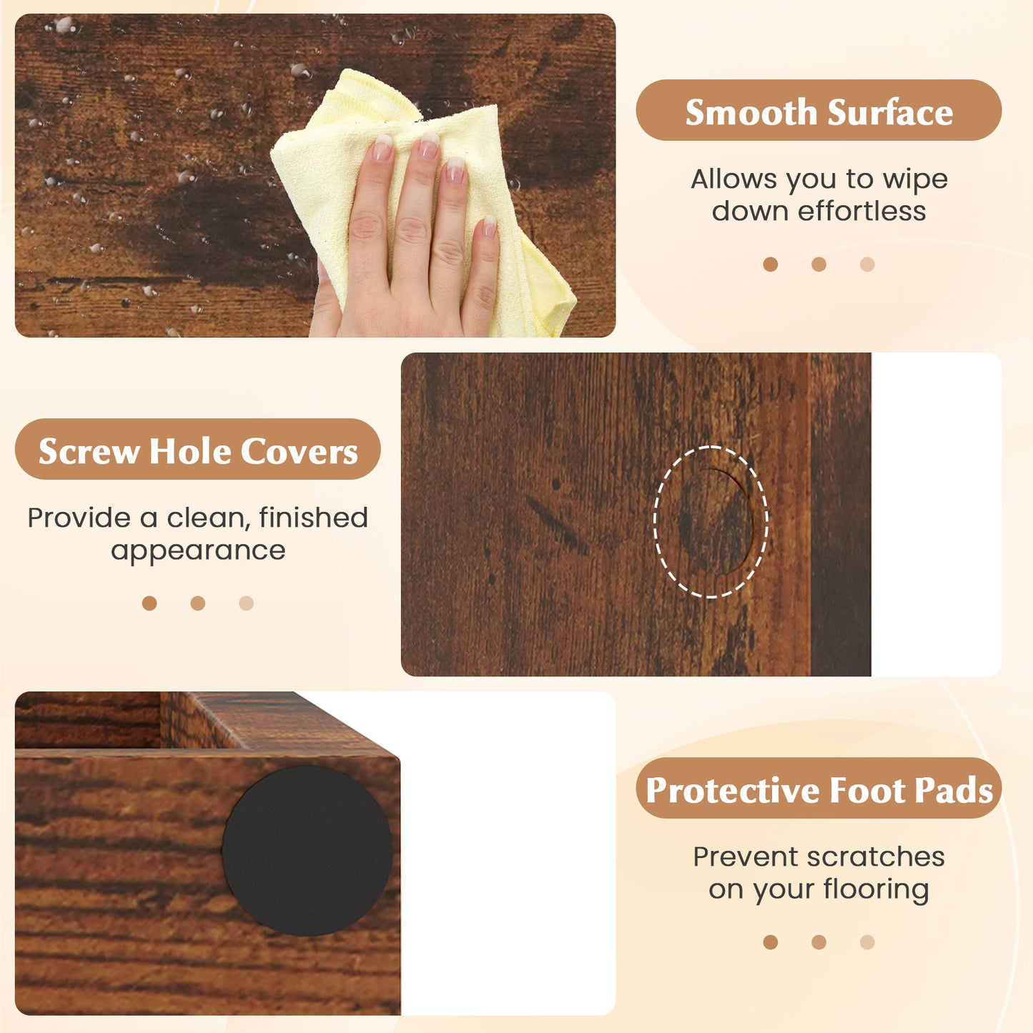 3-Tier Bookshelf with Display Shelf for Small Space, Brown Bookcases at Gallery Canada