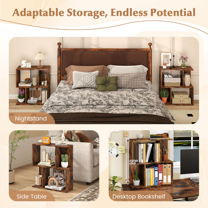 3-Tier Bookshelf with Display Shelf for Small Space, Brown Bookcases at Gallery Canada