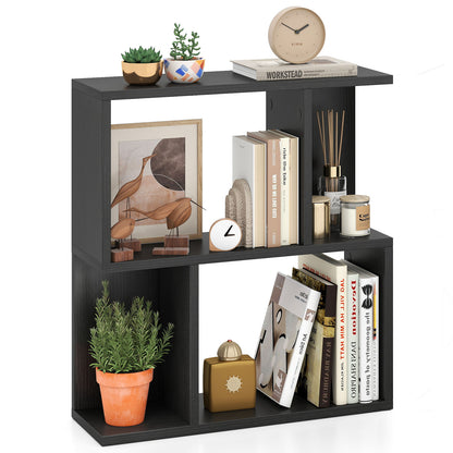 3-Tier Bookshelf With Display Shelf, Black Bookcases Black at Gallery Canada