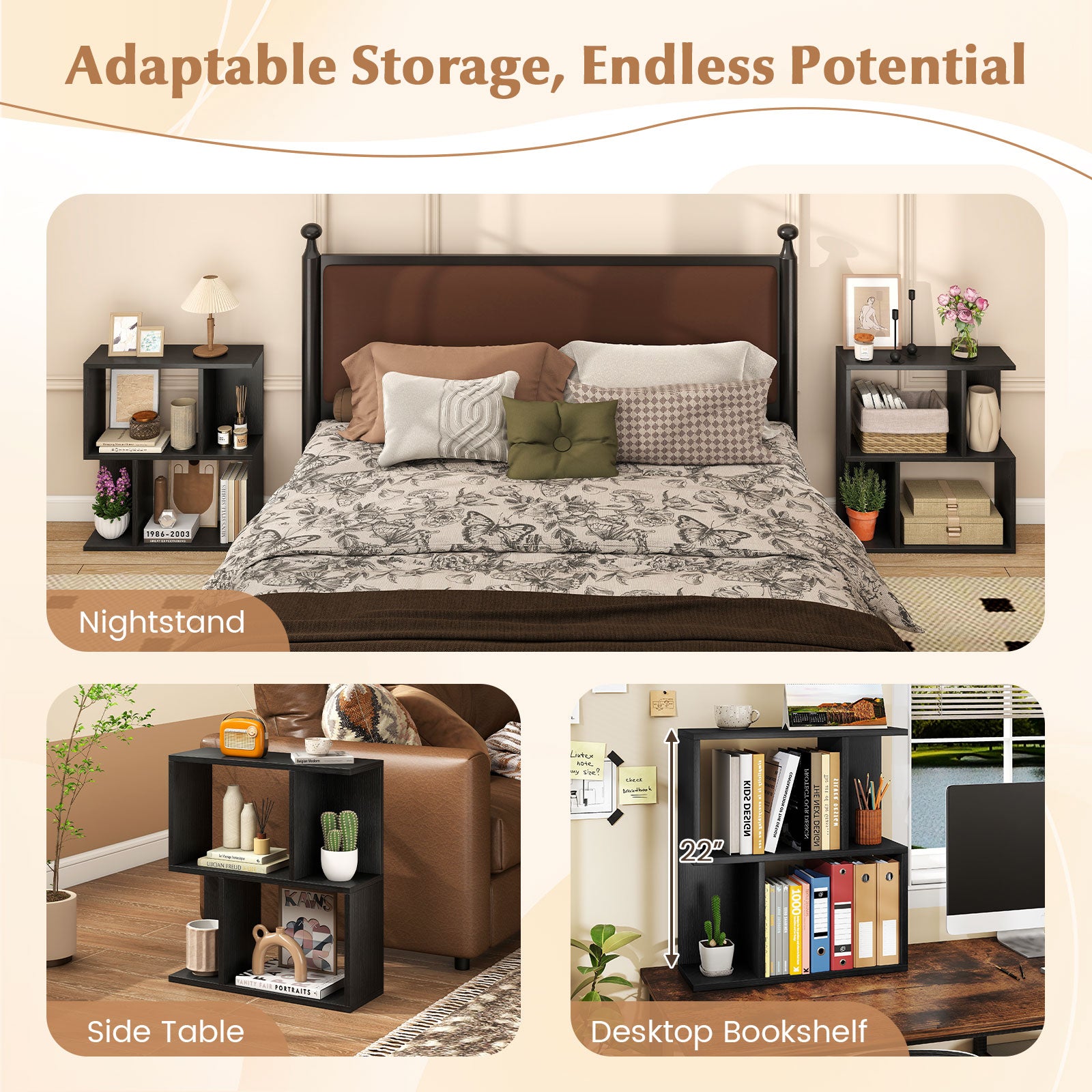 3-Tier Bookshelf with Display Shelf for Small Space, Black Bookcases at Gallery Canada