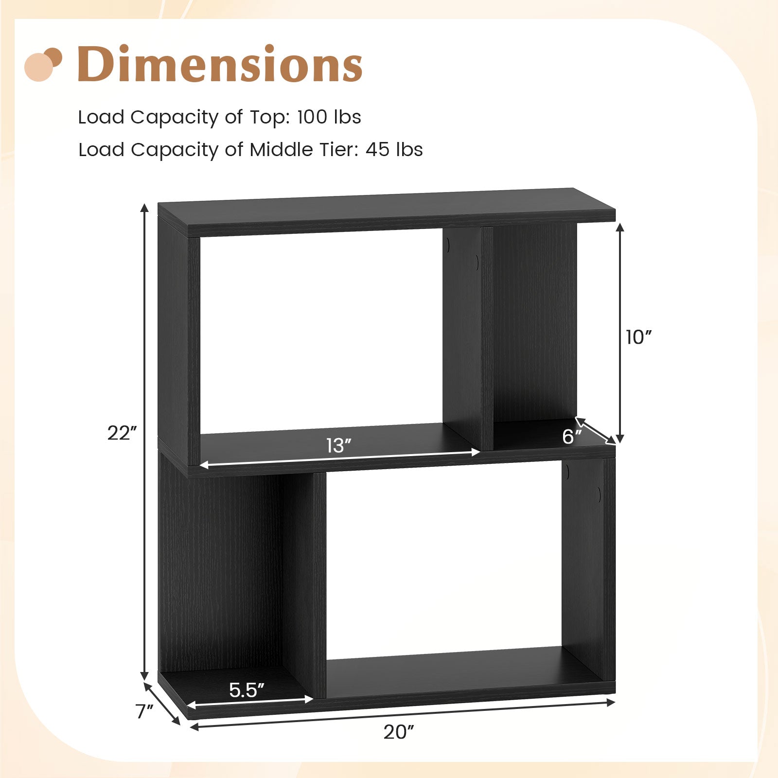 3-Tier Bookshelf with Display Shelf for Small Space, Black Bookcases at Gallery Canada