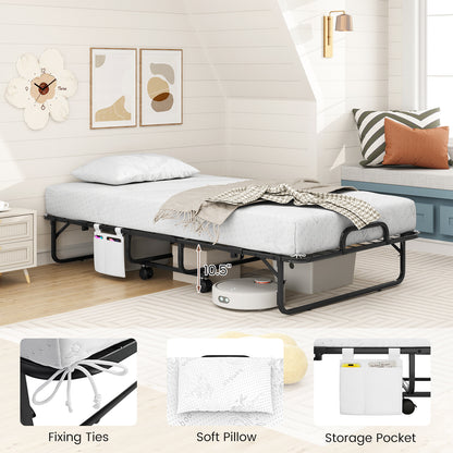Twin Size Folding Bed, 5 Inch Mattress, White Folding Beds at Gallery Canada