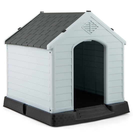 Waterproof Plastic Dog House, Elevated Floor, S, Gray Dog Kennels Gray at Gallery Canada