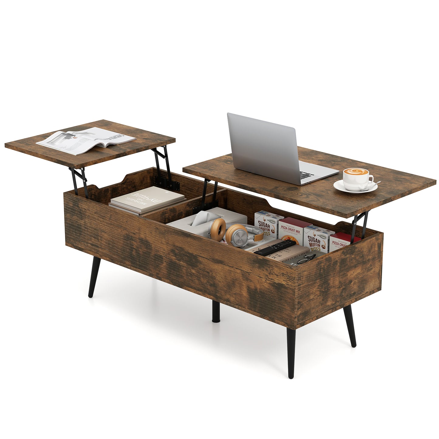 47 Inch Lift Top Coffee Table, 2 Hidden Compartments Coffee Tables at Gallery Canada
