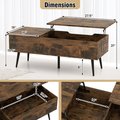 47 Inch Lift Top Coffee Table, 2 Hidden Compartments Coffee Tables at Gallery Canada