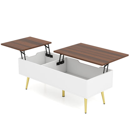 47 Inch Lift Top Coffee Table, Walnut, 2 Hidden Compartments Coffee Tables at Gallery Canada