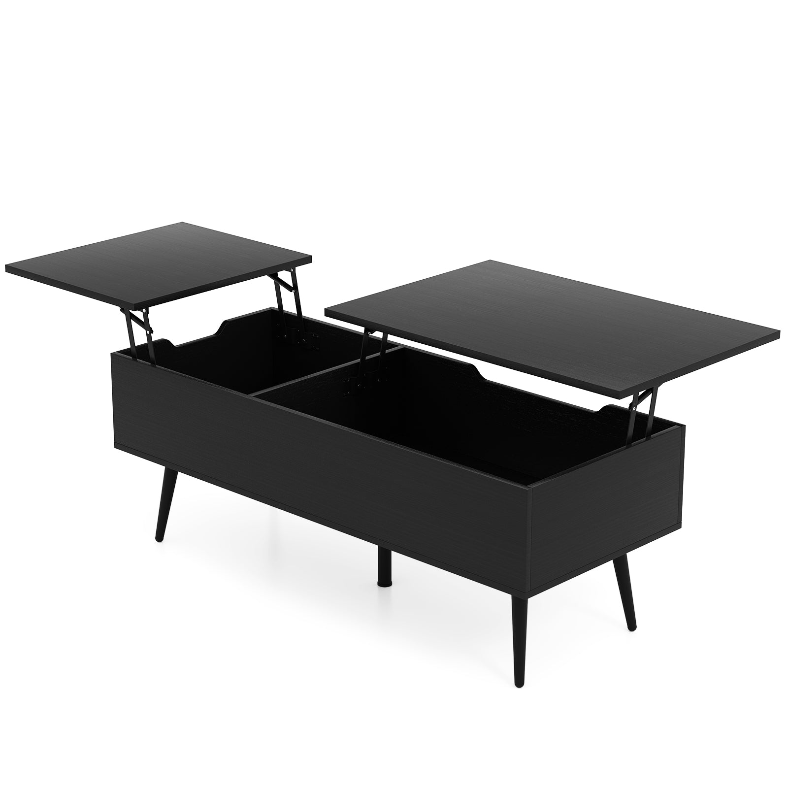 47 Inch Lift Top Coffee Table, 2 Hidden Compartments, Black Coffee Tables Black at Gallery Canada