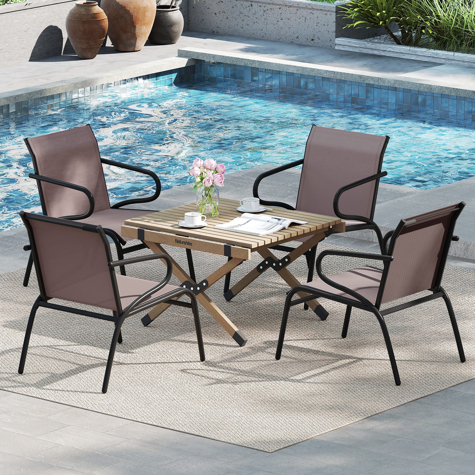 Modern Patio Chairs Set of 2 with Breathable Fabric for Porch, Coffee Patio Conversation Sets at Gallery Canada