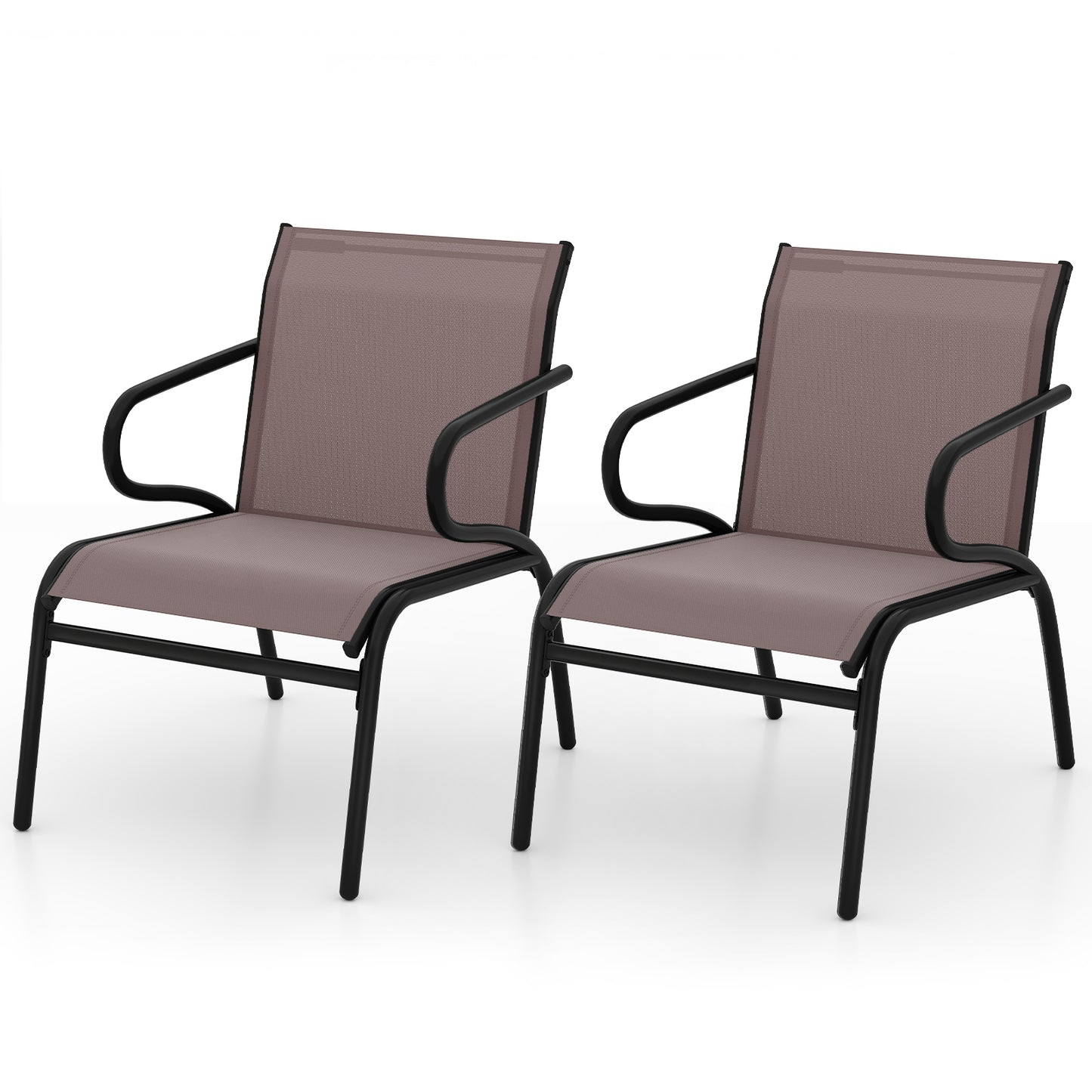 Modern Patio Chairs Set of 2 with Breathable Fabric for Porch, Coffee Patio Conversation Sets Coffee at Gallery Canada