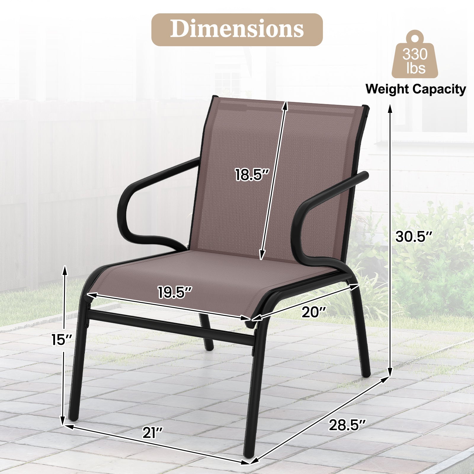 Modern Patio Chairs Set of 2 with Breathable Fabric for Porch, Coffee Patio Conversation Sets at Gallery Canada