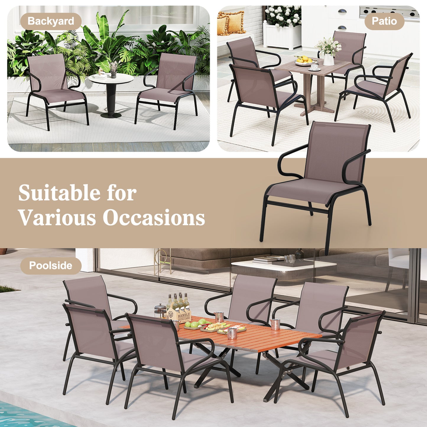 Modern Patio Chairs Set of 2 with Breathable Fabric for Porch, Coffee Patio Conversation Sets at Gallery Canada