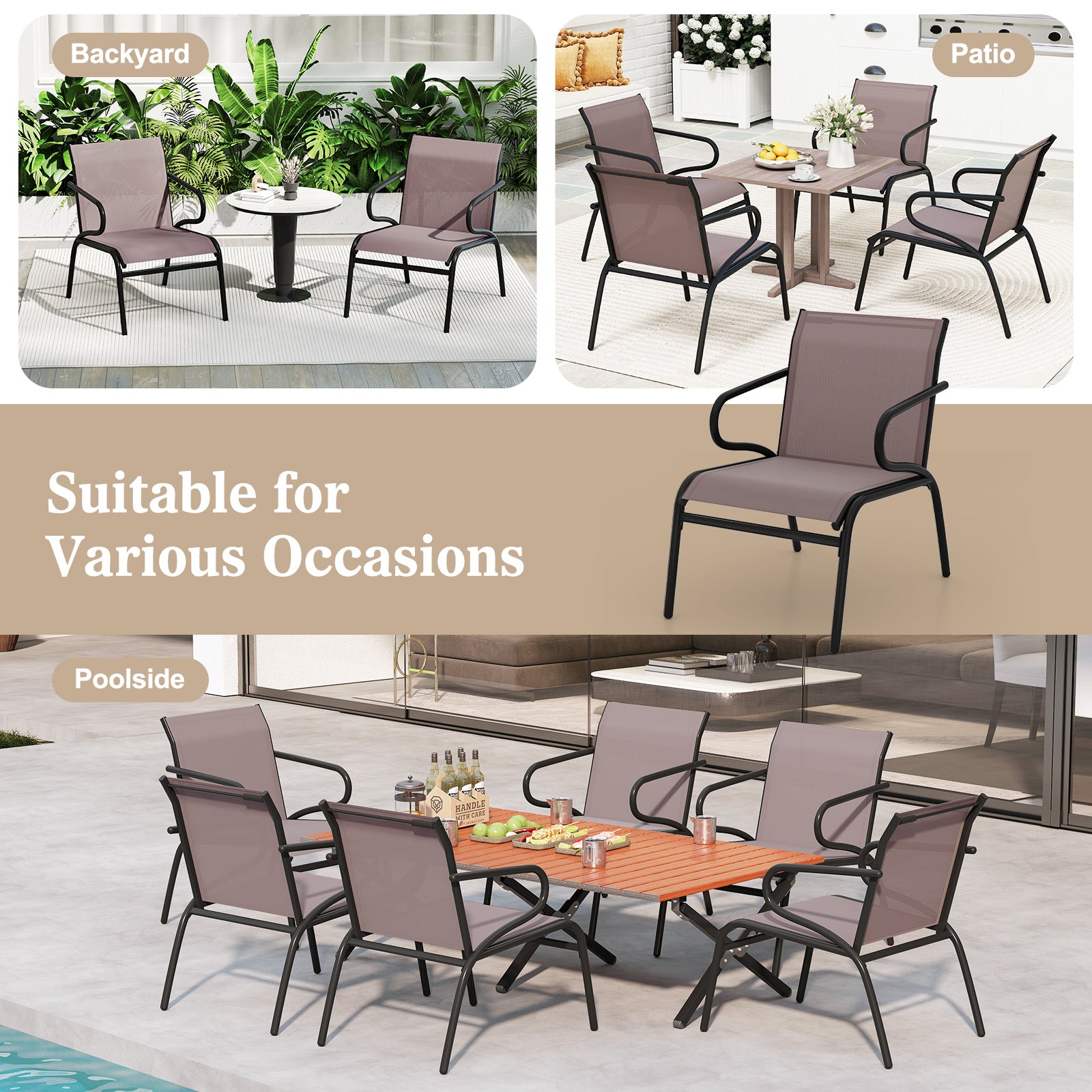 Modern Patio Chairs Set of 2 with Breathable Fabric for Porch, Coffee Patio Conversation Sets at Gallery Canada