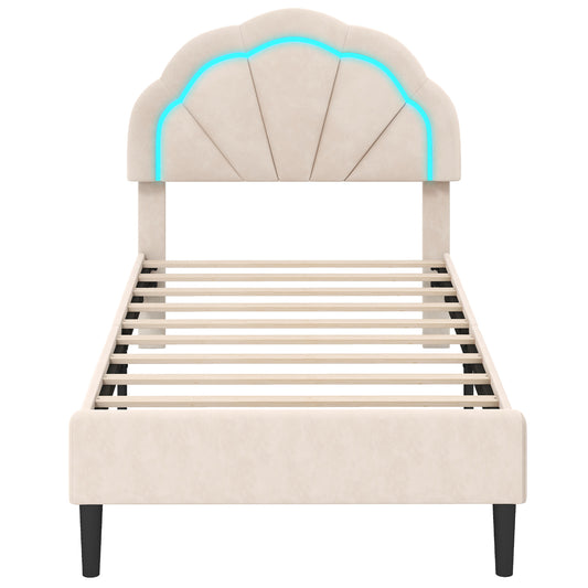 Upholstered LED Bed Frame, Adjustable Headboard, Twin Size Trundle Bed Frame Options at Gallery Canada