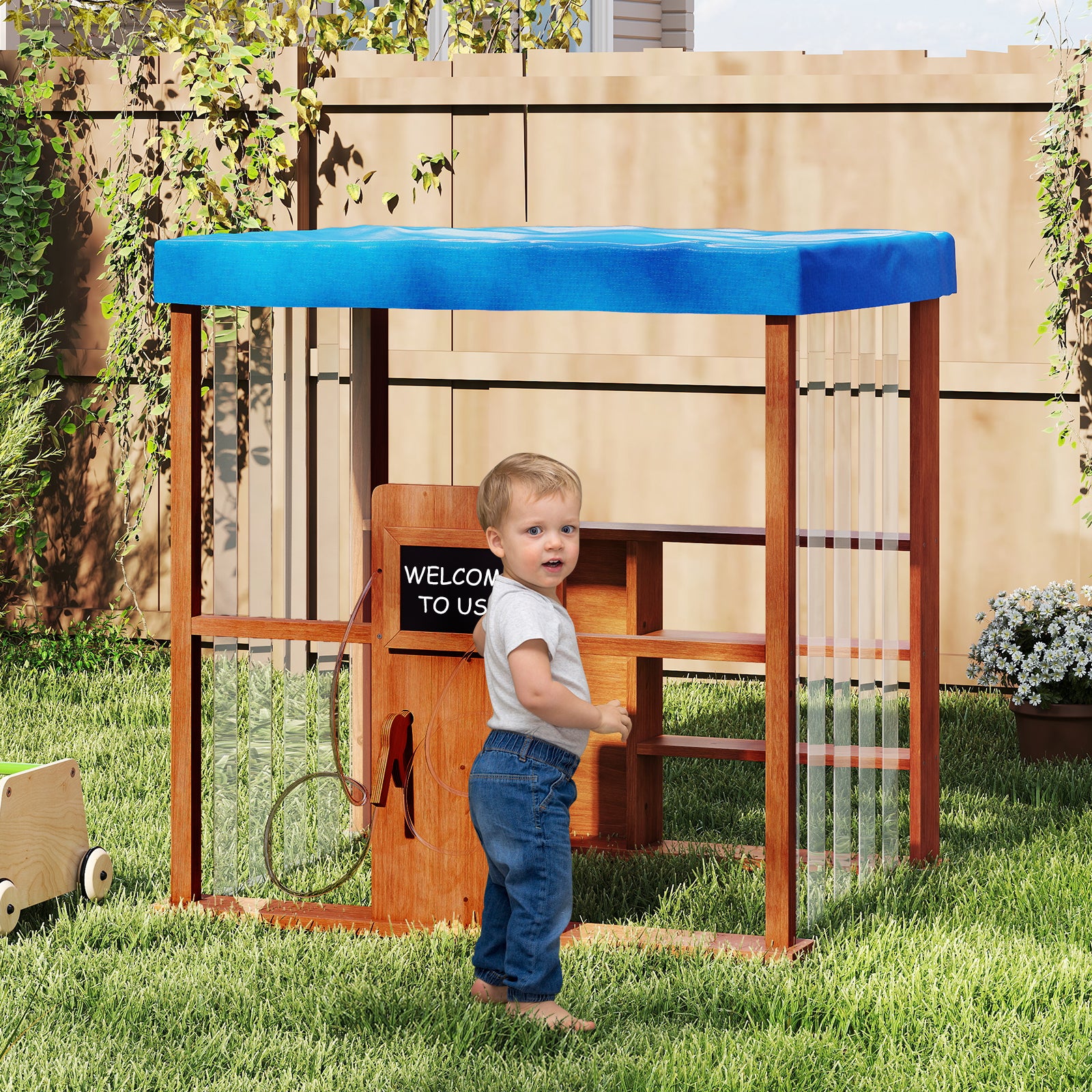 Kids Gas Station Playhouse with Gas Refueling Guns for Aged 3+, Brown Play Tents & Playhouse at Gallery Canada