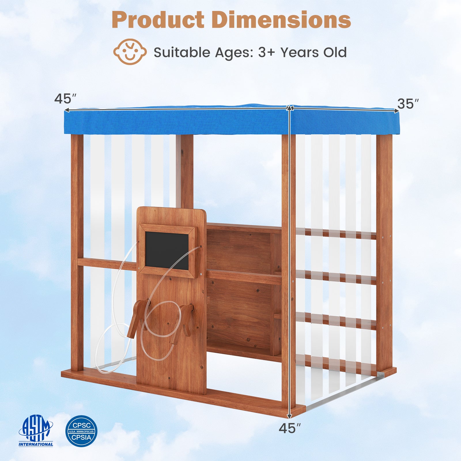 Kids Gas Station Playhouse with Gas Refueling Guns for Aged 3+, Brown Play Tents & Playhouse at Gallery Canada