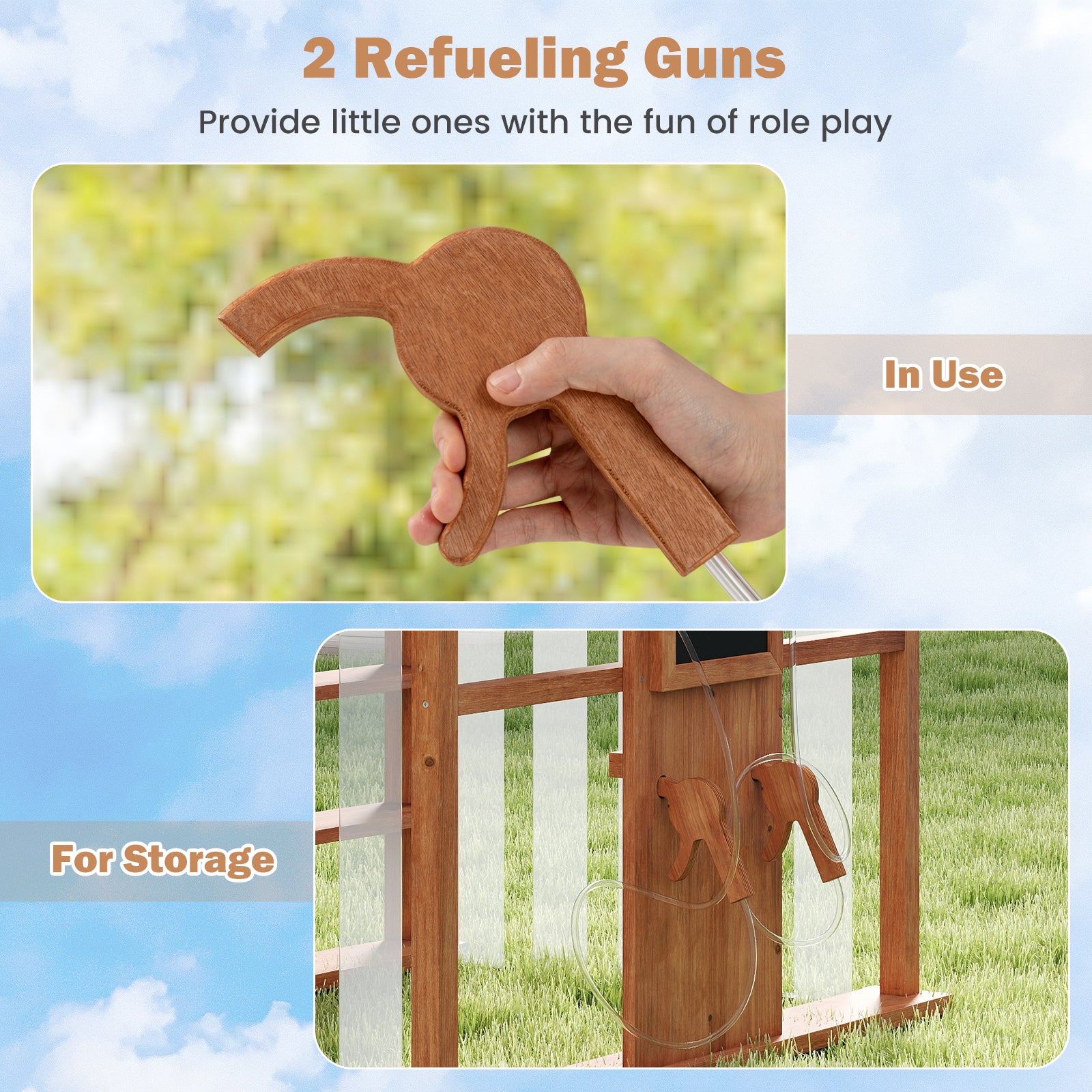 Kids Gas Station Playhouse with Gas Refueling Guns for Aged 3+, Brown Play Tents & Playhouse at Gallery Canada