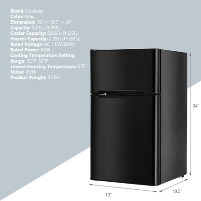 3.2 cu ft. Compact Stainless Steel Refrigerator, Black Refrigerators at Gallery Canada