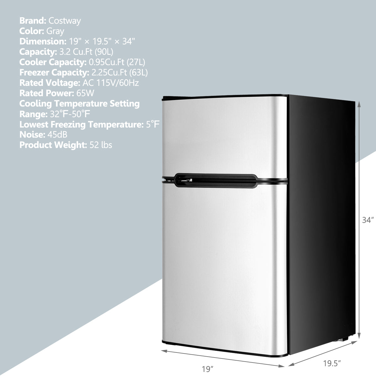 3.2 cu ft. Compact Stainless Steel Refrigerator, Gray Refrigerators at Gallery Canada