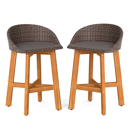 Faux Rattan Bar Chairs, Set of 2, Ergonomic Backrests, Brown Patio Dining Chairs Brown at Gallery Canada