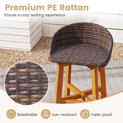 Outdoor Faux Rattan Bar Chairs Set of 2 with Ergonomic Backrests and Footrests, Brown Patio Dining Chairs at Gallery Canada