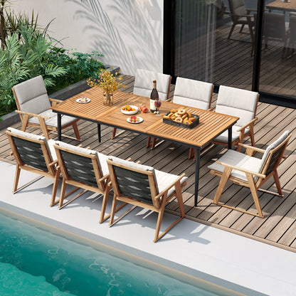 79 Inch Acacia Wood Outdoor Dining Table For 8, 1.9 Inch Umbrella Hole Patio Dining Tables at Gallery Canada