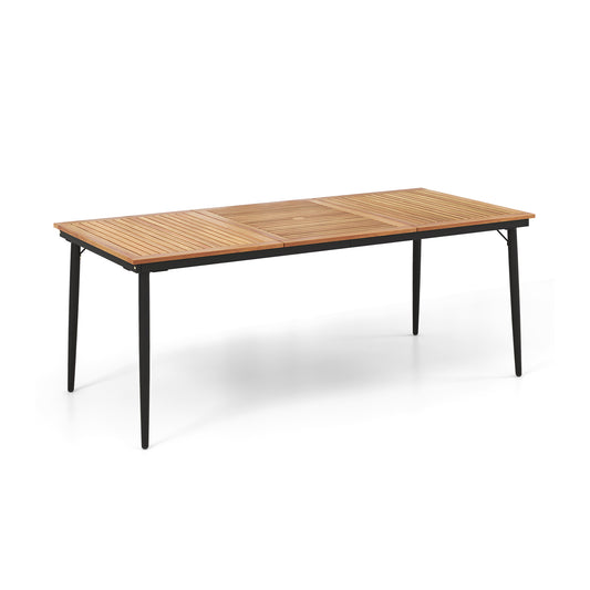 79 Inch Acacia Wood Outdoor Dining Table For 8, 1.9 Inch Umbrella Hole Patio Dining Tables Options at Gallery Canada