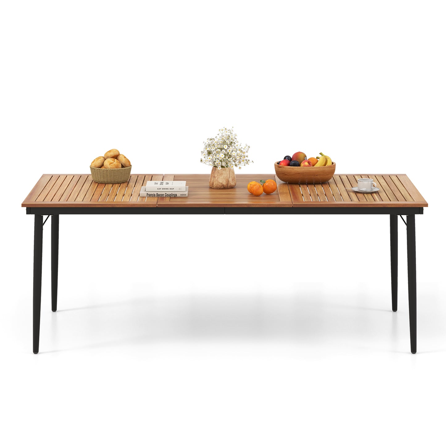 79 Inch Acacia Wood Outdoor Dining Table For 8, 1.9 Inch Umbrella Hole Patio Dining Tables at Gallery Canada