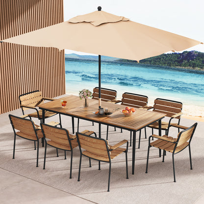 79 Inch Acacia Wood Outdoor Dining Table For 8, 1.9 Inch Umbrella Hole Patio Dining Tables at Gallery Canada