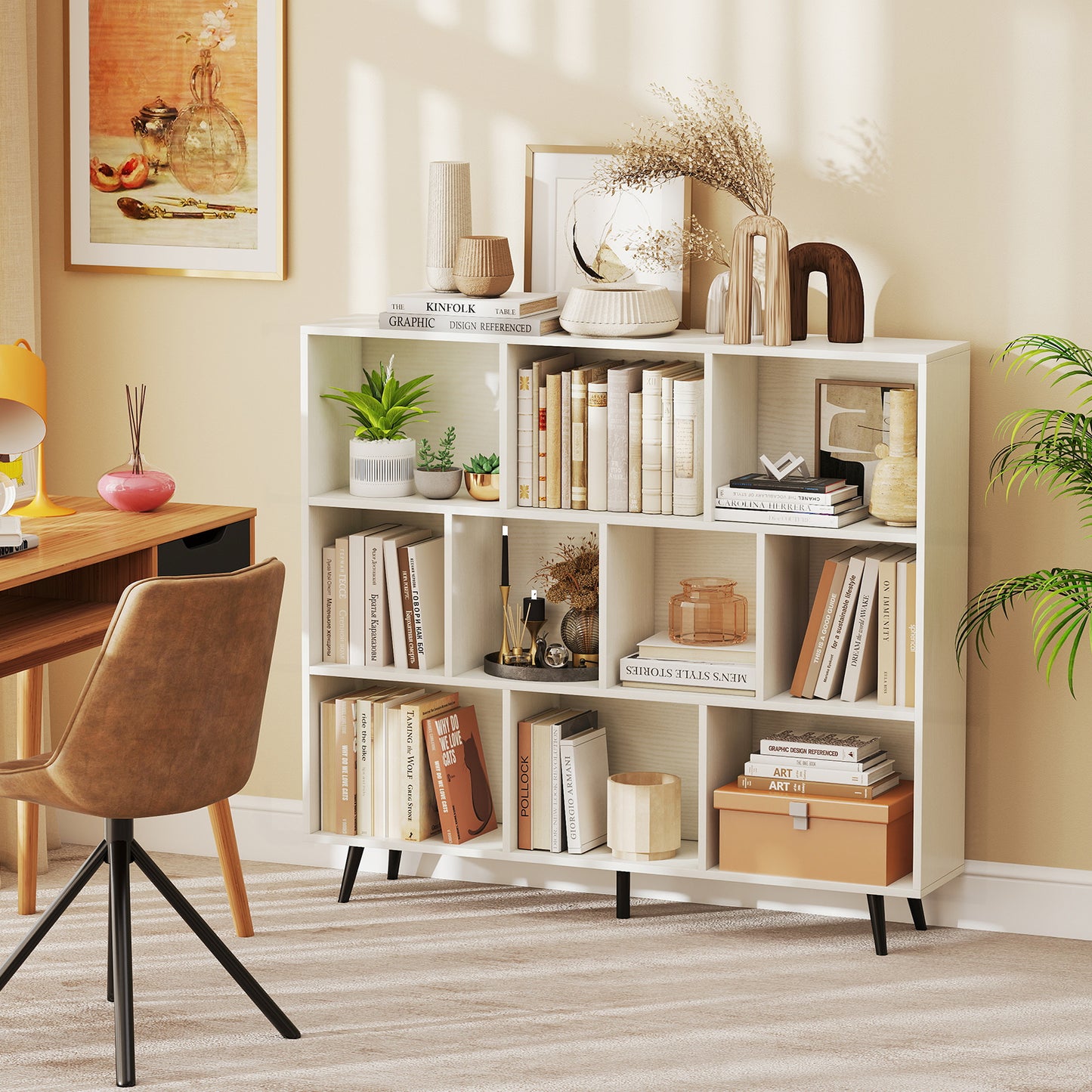 7/8/10-Cube Bookcase with 5 Tapered Metal Legs-10 Cubes Bookcases at Gallery Canada