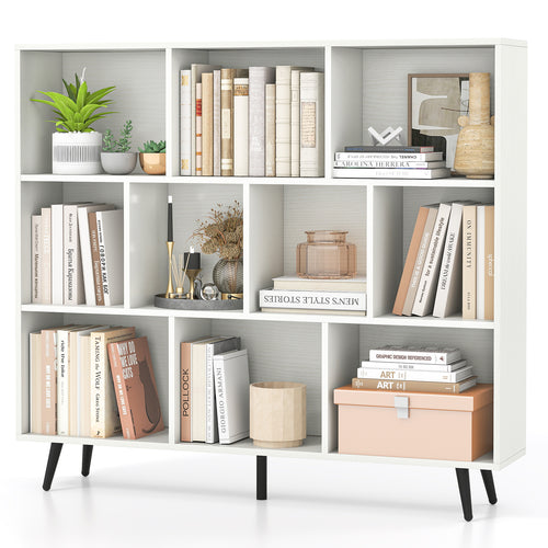 7/8/10-Cube Bookcase with 5 Tapered Metal Legs-10 Cubes