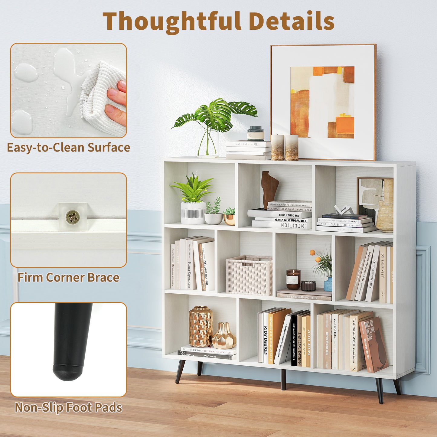 7/8/10-Cube Bookcase with 5 Tapered Metal Legs-10 Cubes Bookcases at Gallery Canada