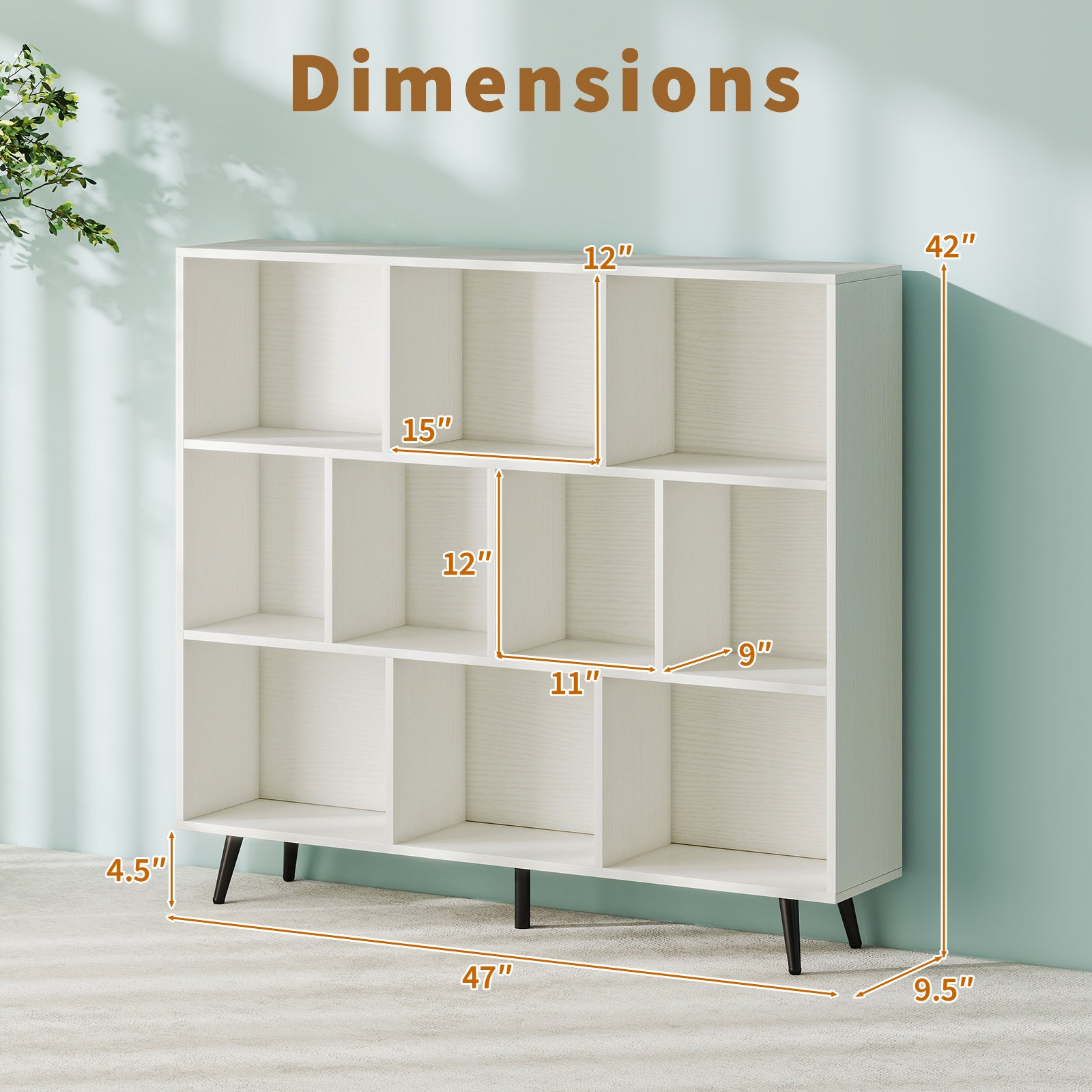 7/8/10-Cube Bookcase with 5 Tapered Metal Legs-10 Cubes Bookcases at Gallery Canada