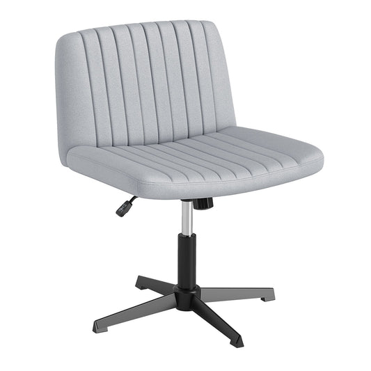 Criss Cross Legged Swivel Desk Chair, No Wheels, Gray