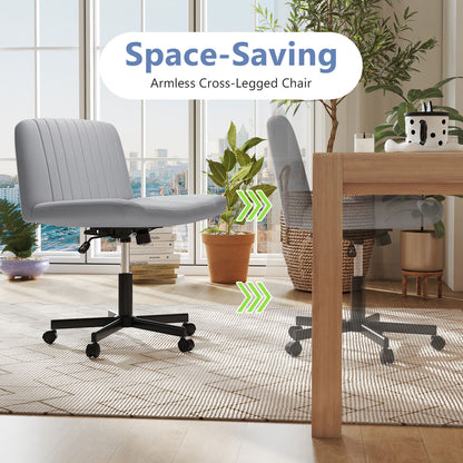 Criss Cross Chair With Wheels, Swivel Desk Chair, Soft-Padded Wide Seat, Gray Armless Chairs at Gallery Canada