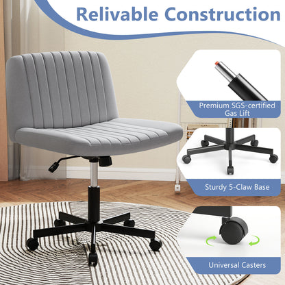 Criss Cross Chair With Wheels, Swivel Desk Chair, Soft-Padded Wide Seat, Gray Armless Chairs at Gallery Canada
