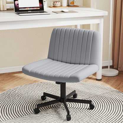 Criss Cross Chair With Wheels, Swivel Desk Chair, Soft-Padded Wide Seat, Gray Armless Chairs at Gallery Canada