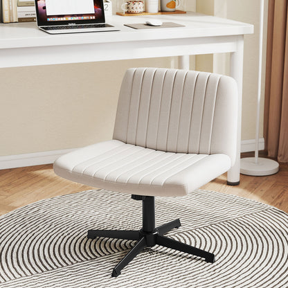 Criss Cross Legged Swivel Desk Chair, No Wheels, Beige Armless Chairs at Gallery Canada