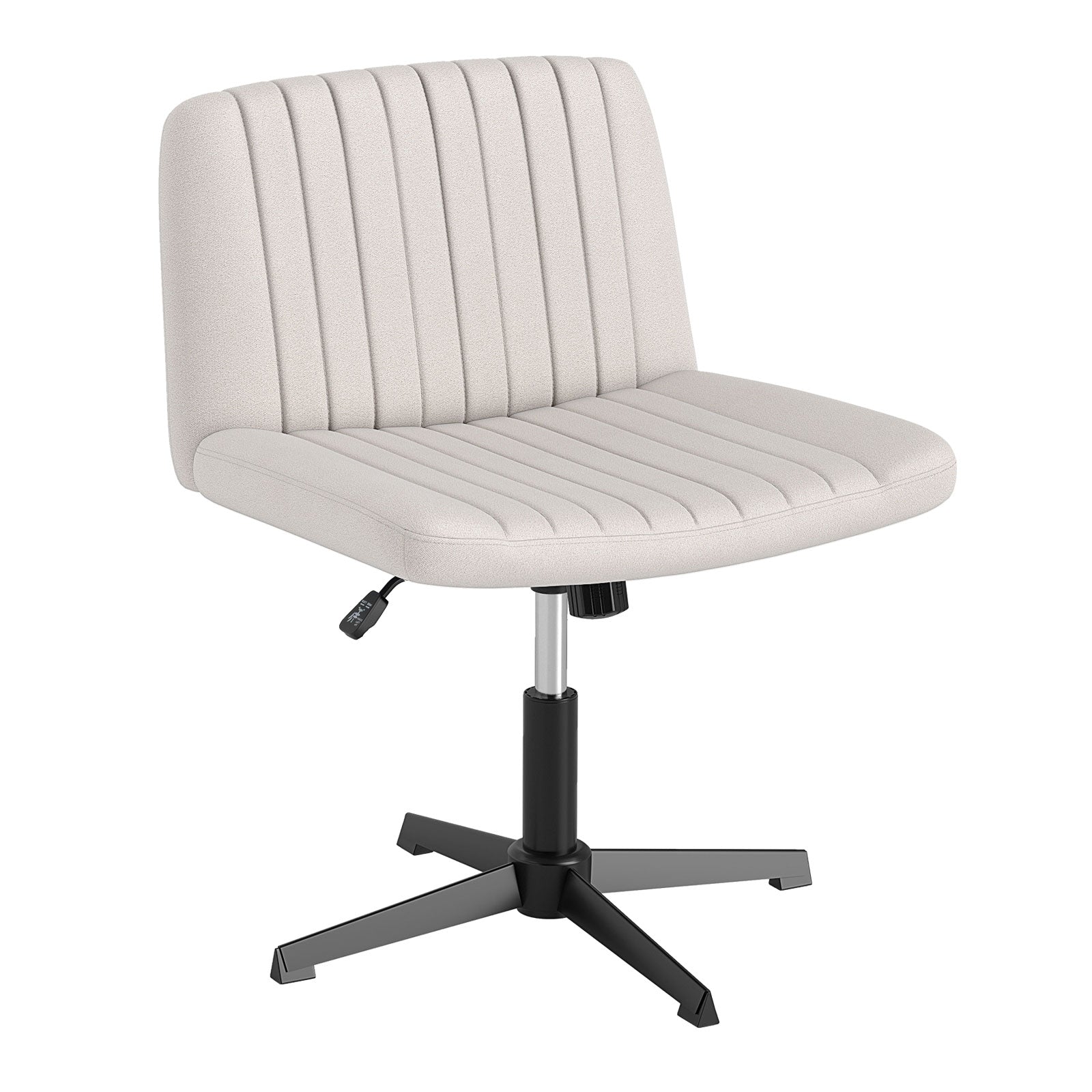 Criss Cross Legged Swivel Desk Chair, No Wheels, Beige Armless Chairs Beige at Gallery Canada