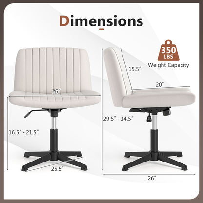 Criss Cross Legged Swivel Desk Chair, No Wheels, Beige Armless Chairs at Gallery Canada