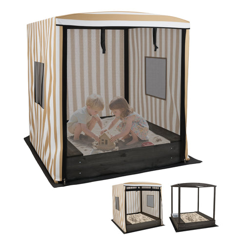 Wooden Sandbox With Canopy, For Children 3+ Years, Brown