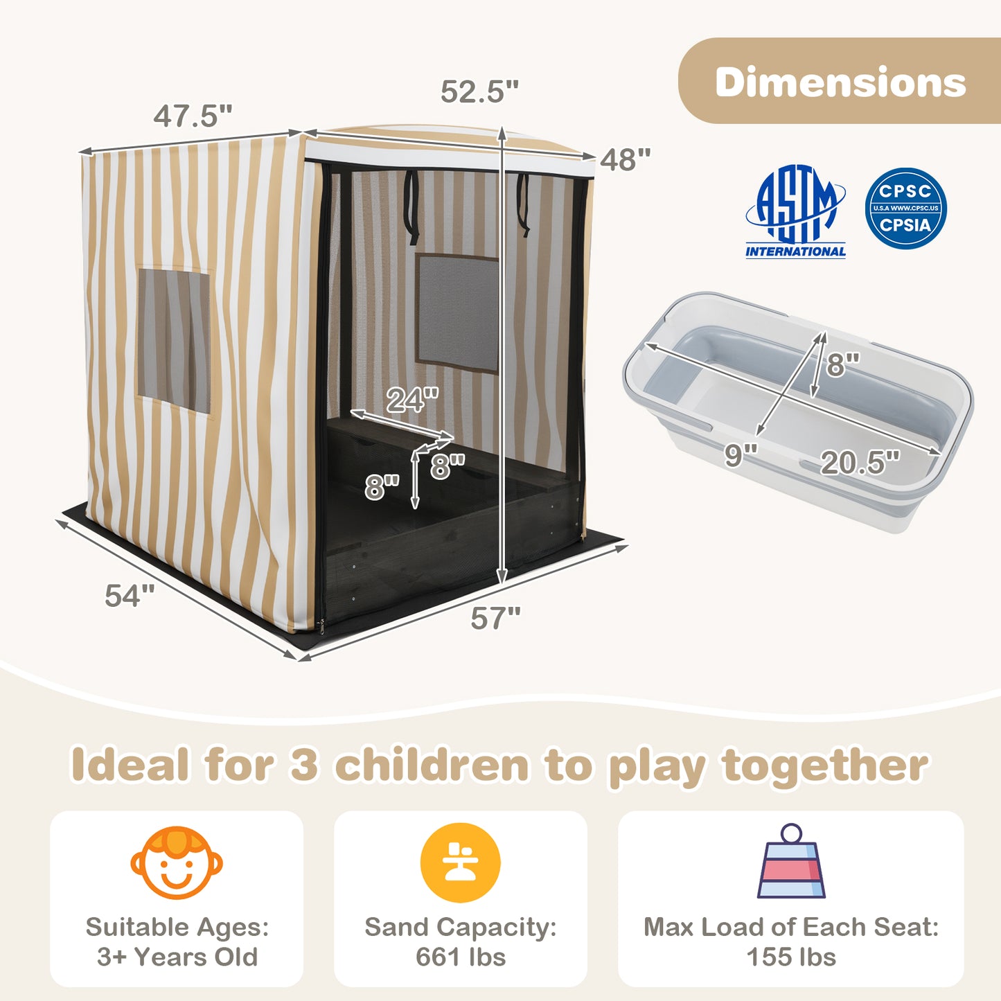 Wooden Sandbox with Canopy for Children 3+ Years Old, Brown Sandboxes at Gallery Canada