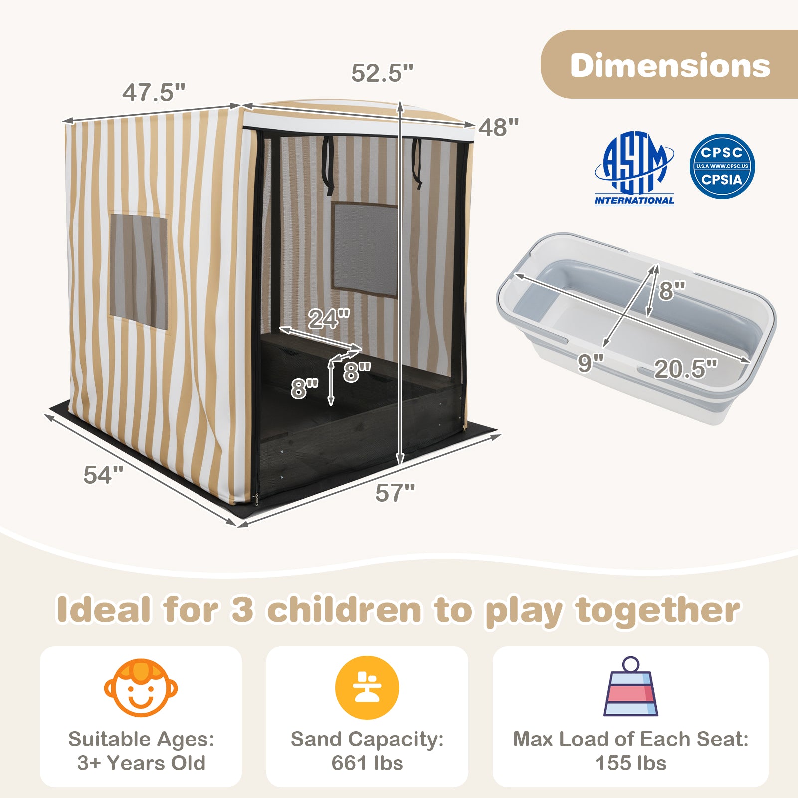 Wooden Sandbox with Canopy for Children 3+ Years Old, Brown Sandboxes at Gallery Canada