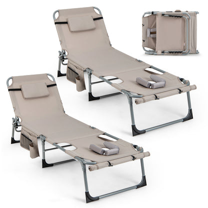 5-position Outdoor Folding Chaise Lounge Chair, Beige Outdoor Seating & Patio Chairs at Gallery Canada