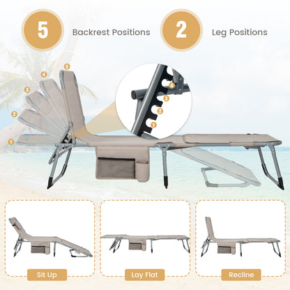 5-position Outdoor Folding Chaise Lounge Chair, Beige Outdoor Seating & Patio Chairs at Gallery Canada