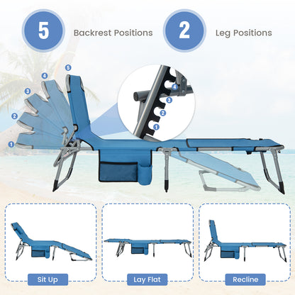 5-position Outdoor Folding Chaise Lounge Chair, Blue Outdoor Seating & Patio Chairs at Gallery Canada