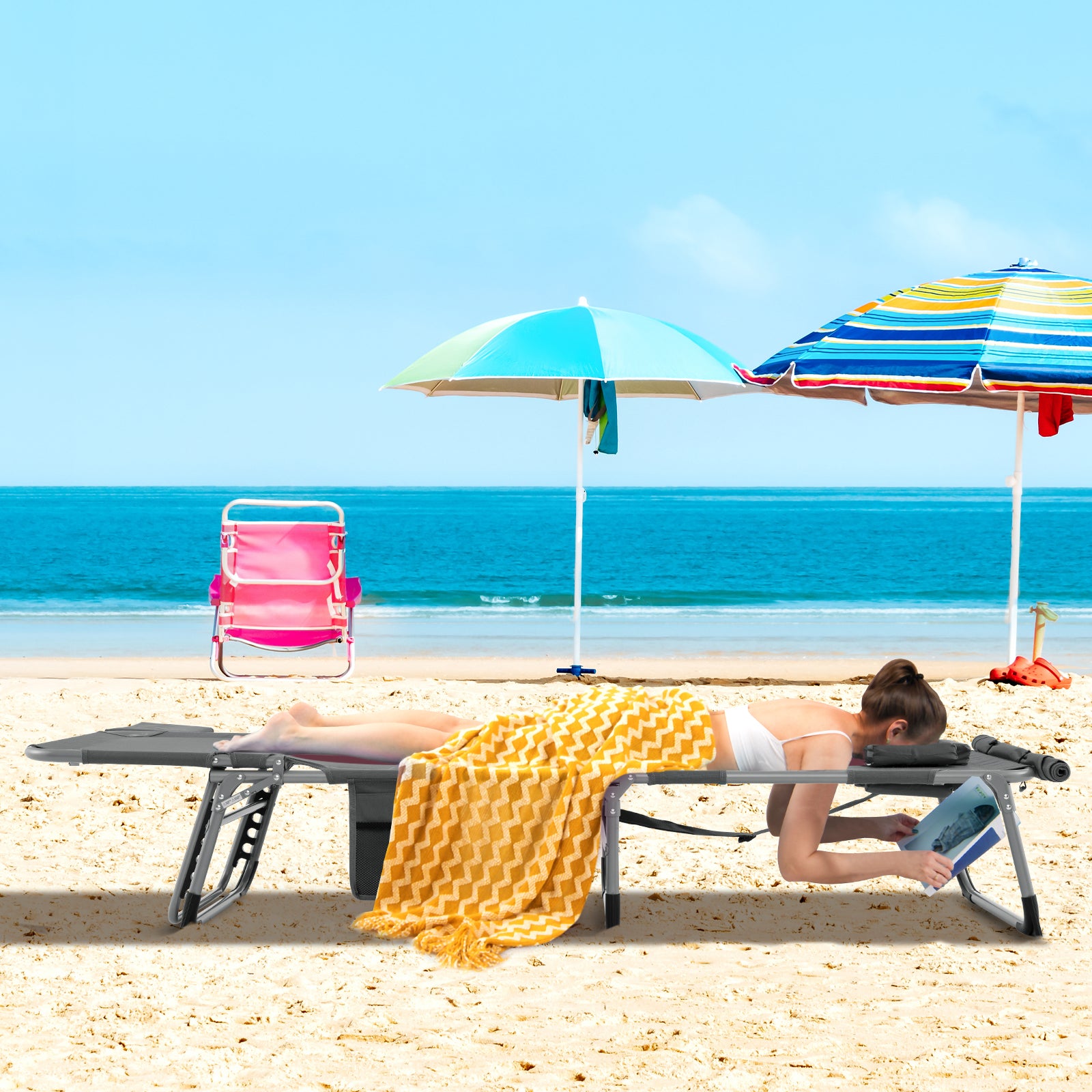 5-position Outdoor Folding Chaise Lounge Chair, Gray Outdoor Seating & Patio Chairs at Gallery Canada