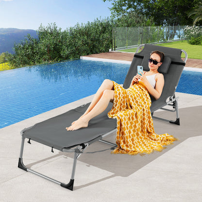 5-position Outdoor Folding Chaise Lounge Chair, Gray Outdoor Seating & Patio Chairs at Gallery Canada